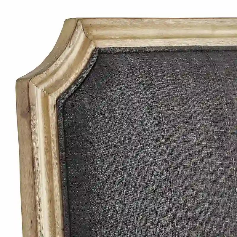 Chaise de salle à manger arquée en lin avec cadre en bois d'hévéa sculpté, beige
