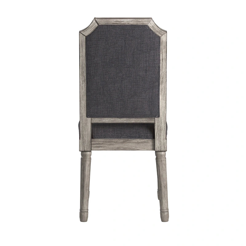 Chaise de salle à manger arquée en lin avec cadre en bois d'hévéa sculpté, beige