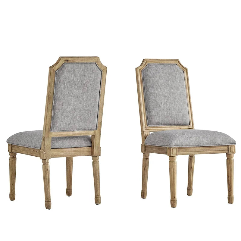 Chaise de salle à manger arquée en lin avec cadre en bois d'hévéa sculpté, beige