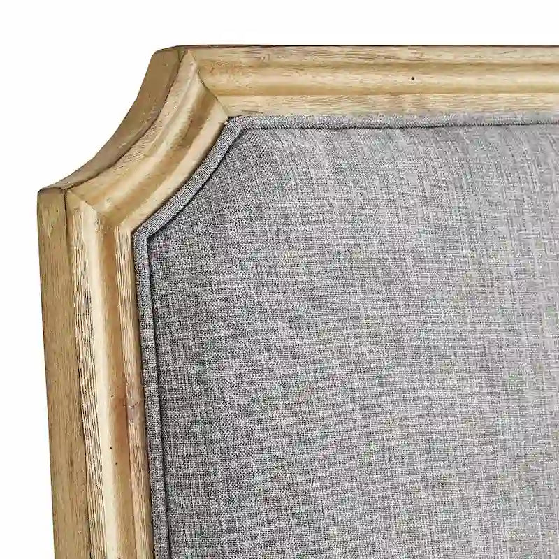 Chaise de salle à manger arquée en lin avec cadre en bois d'hévéa sculpté, beige