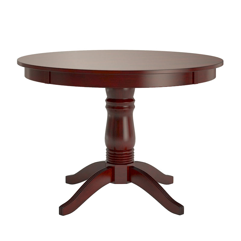 Table à manger ronde sur pied, finition antique vieillie multicolore