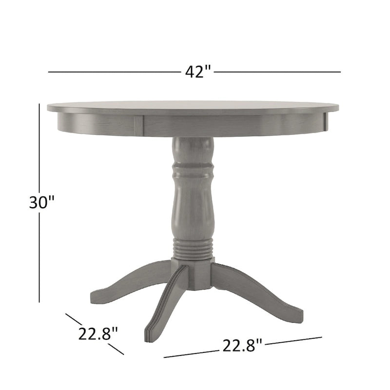Table à manger ronde sur pied, finition antique vieillie multicolore