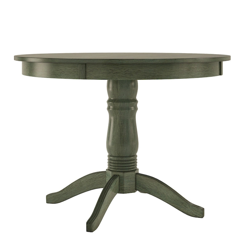 Table à manger ronde sur pied, finition antique vieillie multicolore