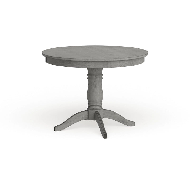 Table à manger ronde sur pied, finition antique vieillie multicolore