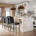Tabouret de bar rembourré hauteur comptoir avec pieds en bois massif beige