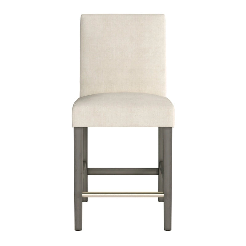 Tabouret de bar rembourré hauteur comptoir avec pieds en bois massif beige