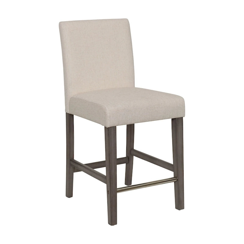 Tabouret de bar rembourré hauteur comptoir avec pieds en bois massif beige