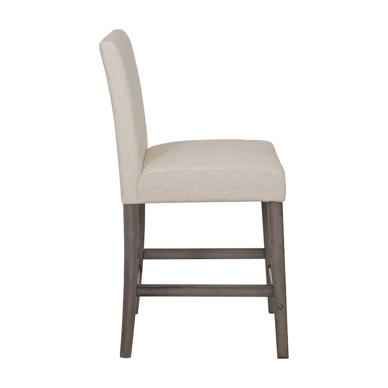 Tabouret de bar rembourré hauteur comptoir avec pieds en bois massif beige