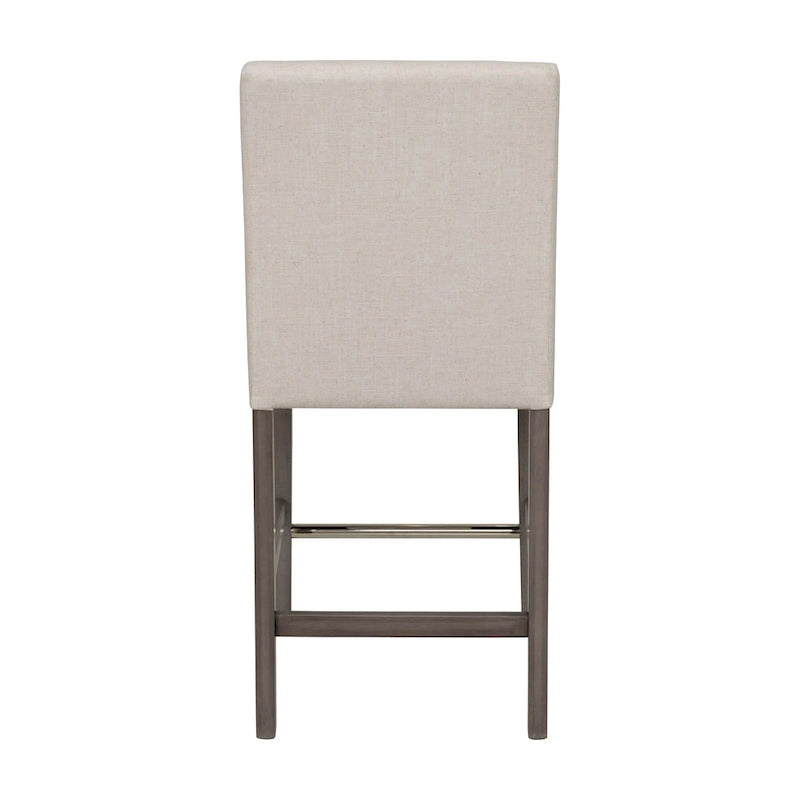 Tabouret de bar rembourré hauteur comptoir avec pieds en bois massif beige