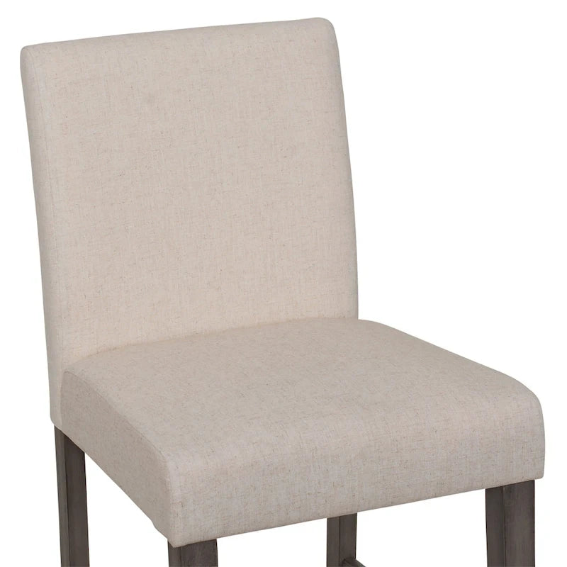 Tabouret de bar rembourré hauteur comptoir avec pieds en bois massif beige