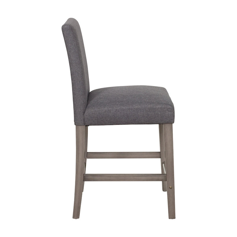 Tabouret de bar rembourré hauteur comptoir avec pieds en bois massif beige