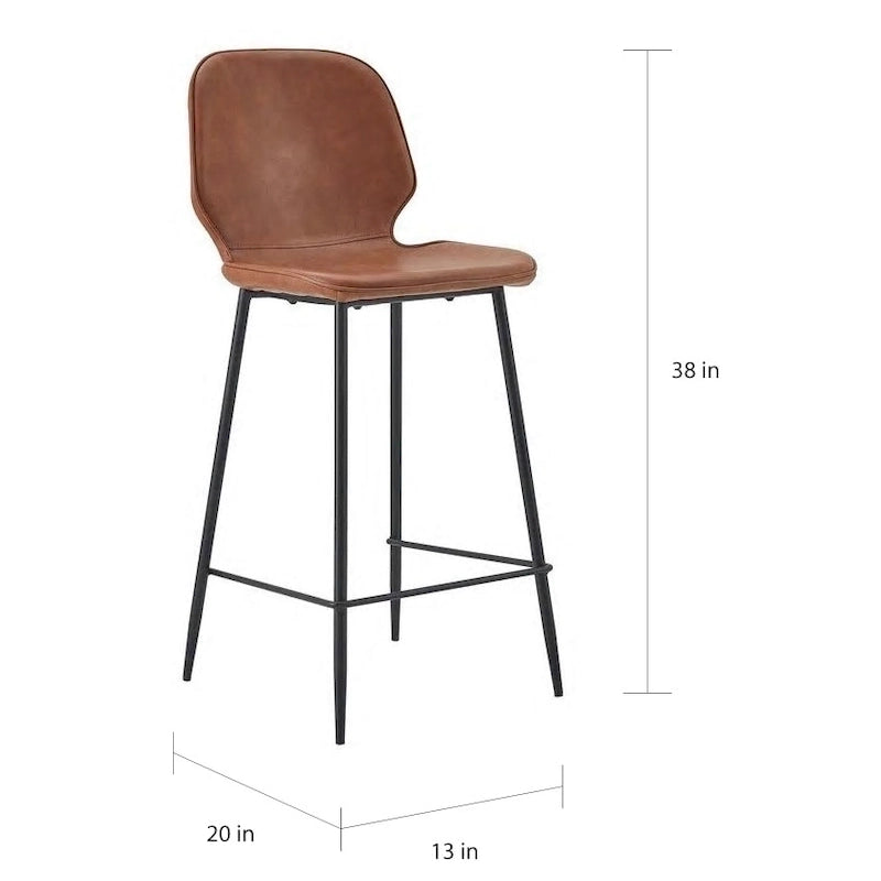 Tabouret de bar/comptoir rembourré en similicuir avec pieds en métal et repose-pieds