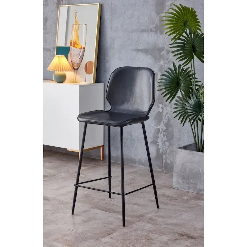 Tabouret de bar/comptoir rembourré en similicuir avec pieds en métal et repose-pieds