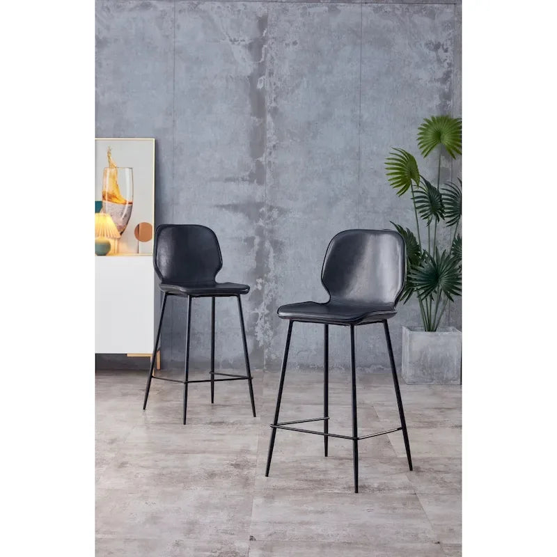 Tabouret de bar/comptoir rembourré en similicuir avec pieds en métal et repose-pieds