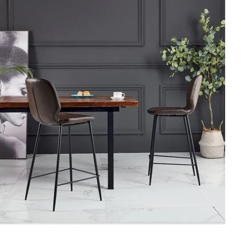 Tabouret de bar/comptoir rembourré en similicuir avec pieds en métal et repose-pieds