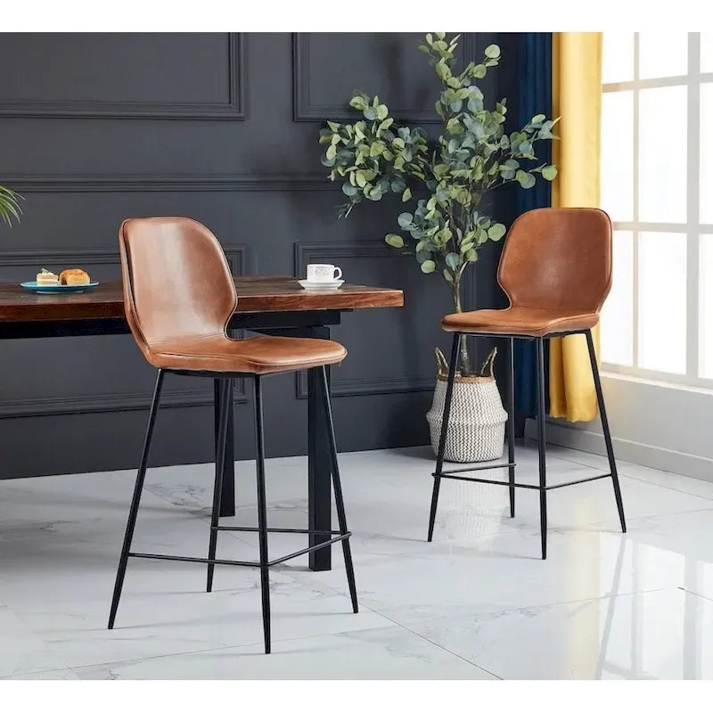 Tabouret de bar/comptoir rembourré en similicuir avec pieds en métal et repose-pieds