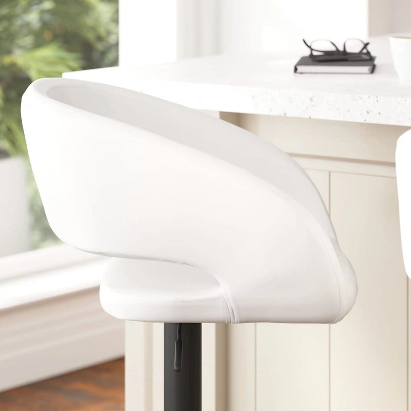 Tabouret de bar pivotant réglable avec dossier évidé rembourré et repose-pieds en métal