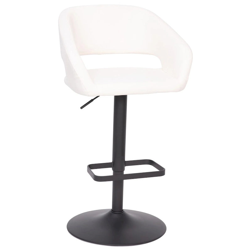 Tabouret de bar pivotant réglable avec dossier évidé rembourré et repose-pieds en métal