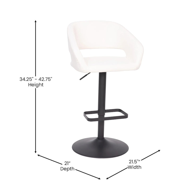 Tabouret de bar pivotant réglable avec dossier évidé rembourré et repose-pieds en métal