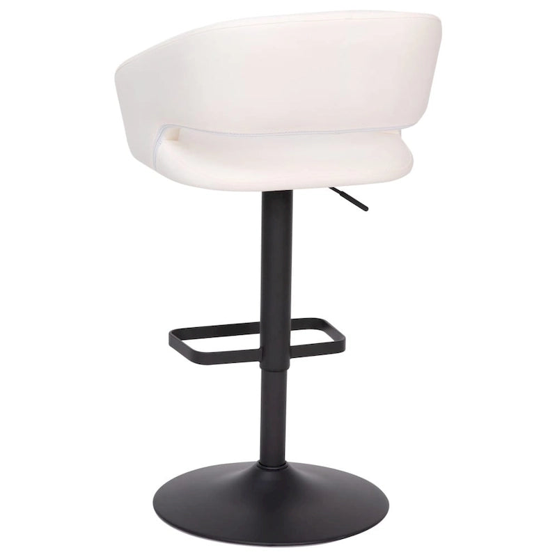 Tabouret de bar pivotant réglable avec dossier évidé rembourré et repose-pieds en métal