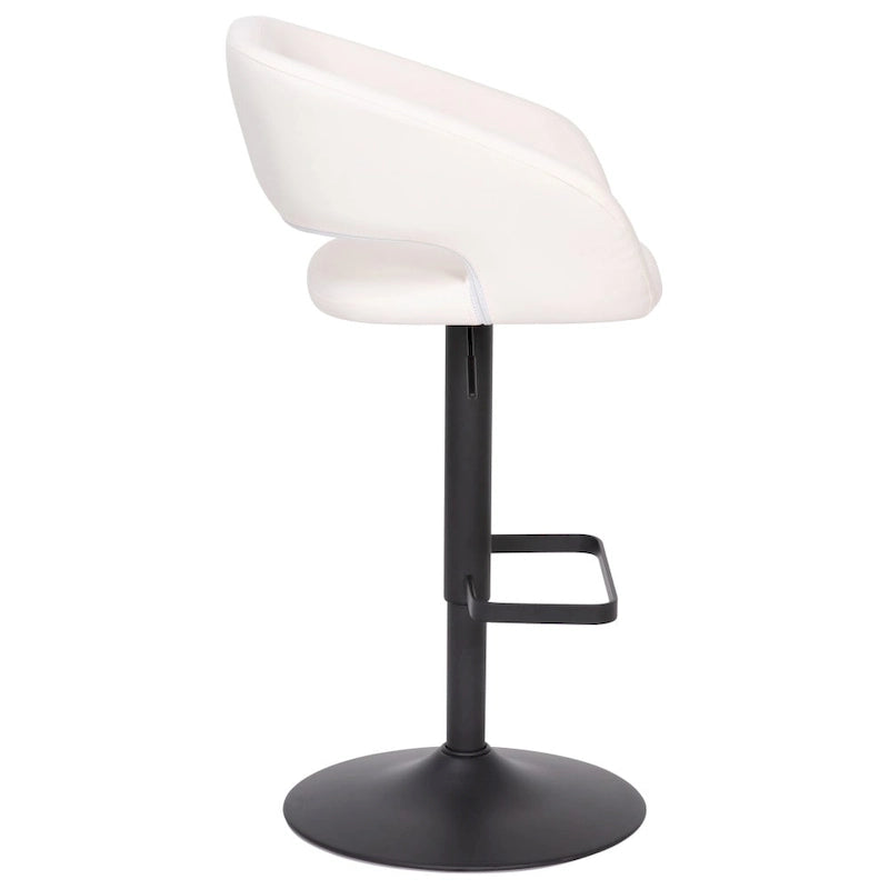 Tabouret de bar pivotant réglable avec dossier évidé rembourré et repose-pieds en métal