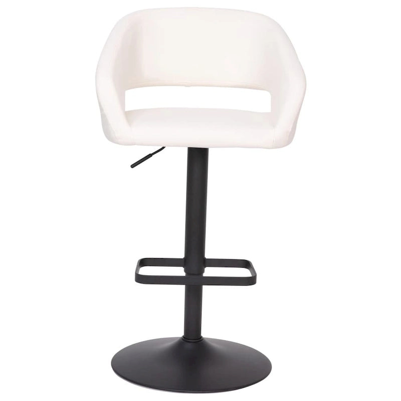 Tabouret de bar pivotant réglable avec dossier évidé rembourré et repose-pieds en métal
