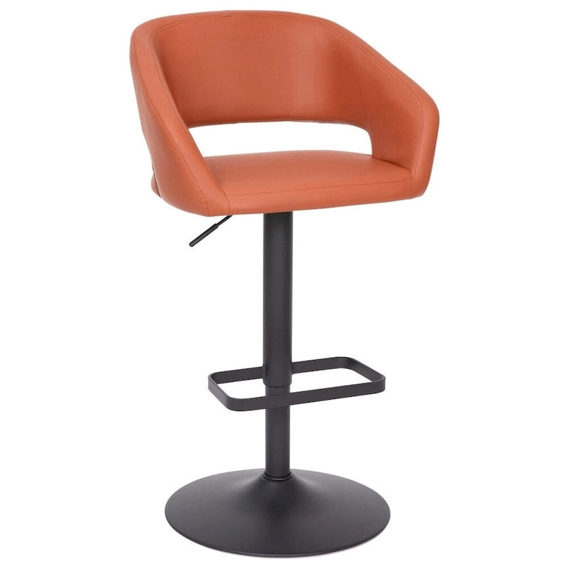 Tabouret de bar pivotant réglable avec dossier évidé rembourré et repose-pieds en métal