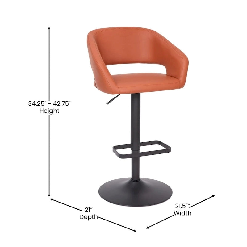 Tabouret de bar pivotant réglable avec dossier évidé rembourré et repose-pieds en métal