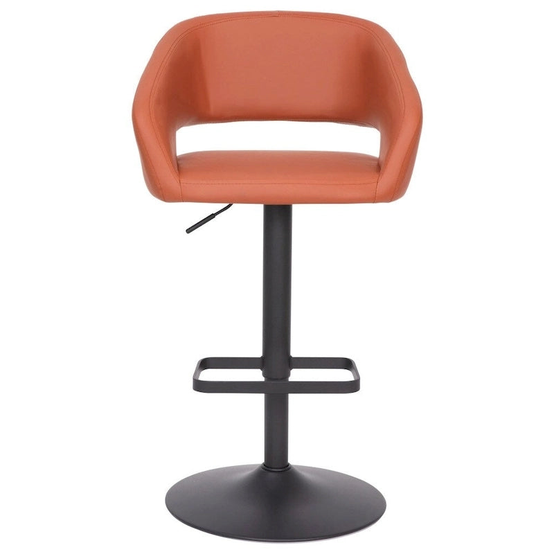 Tabouret de bar pivotant réglable avec dossier évidé rembourré et repose-pieds en métal