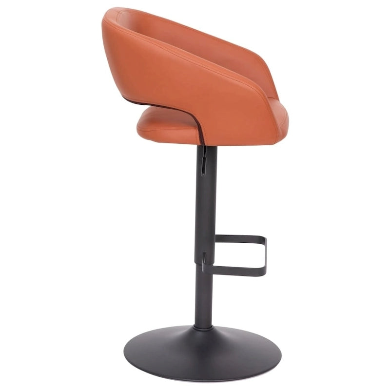 Tabouret de bar pivotant réglable avec dossier évidé rembourré et repose-pieds en métal