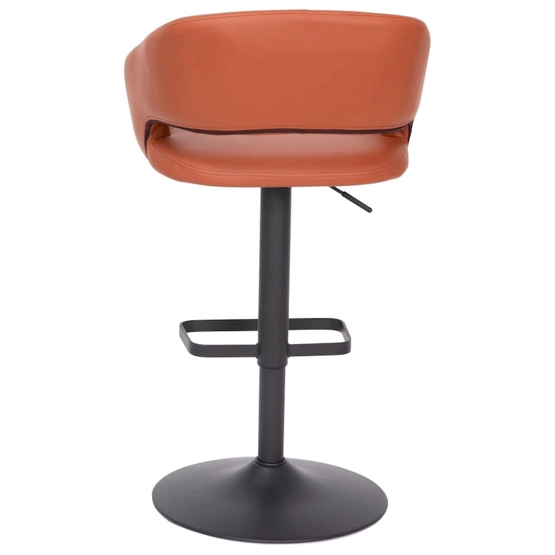 Tabouret de bar pivotant réglable avec dossier évidé rembourré et repose-pieds en métal