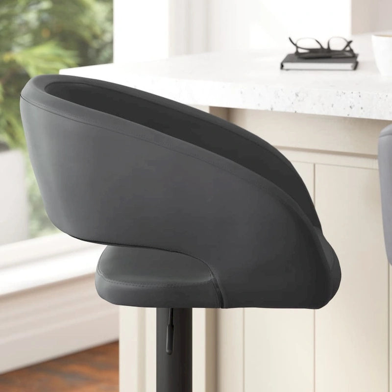 Tabouret de bar pivotant réglable avec dossier évidé rembourré et repose-pieds en métal