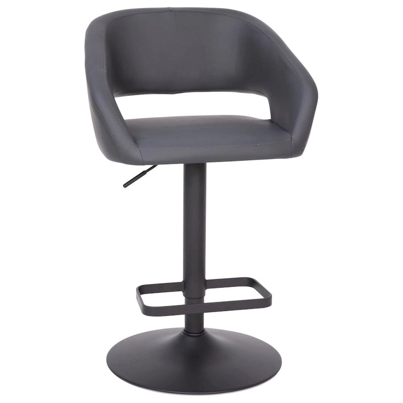 Tabouret de bar pivotant réglable avec dossier évidé rembourré et repose-pieds en métal