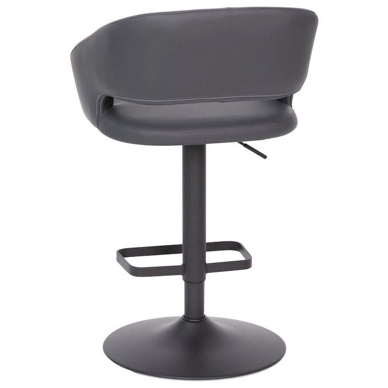 Tabouret de bar pivotant réglable avec dossier évidé rembourré et repose-pieds en métal