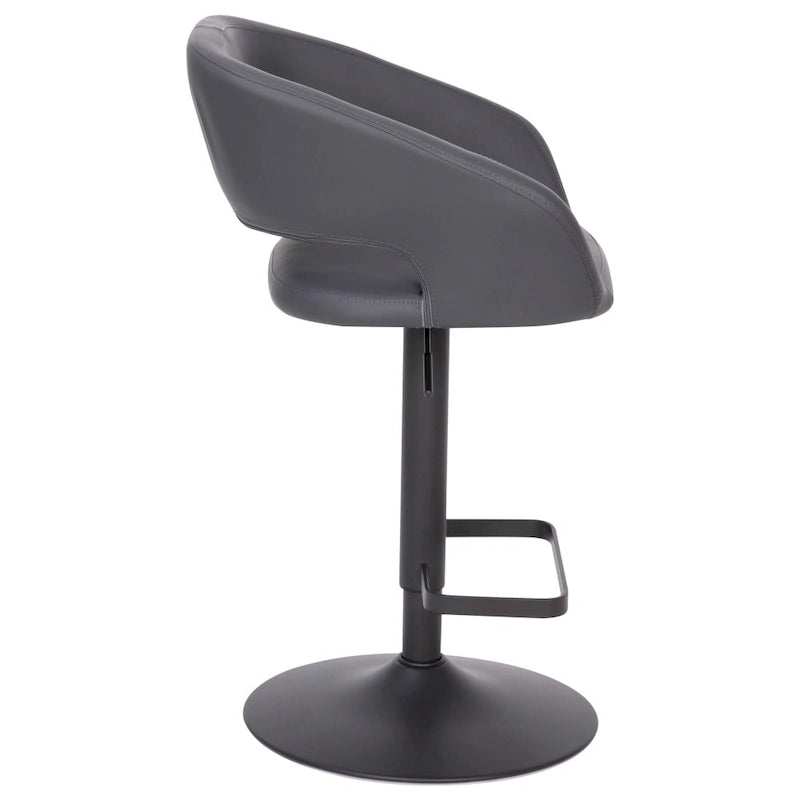 Tabouret de bar pivotant réglable avec dossier évidé rembourré et repose-pieds en métal
