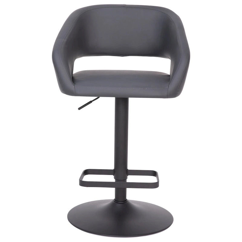 Tabouret de bar pivotant réglable avec dossier évidé rembourré et repose-pieds en métal