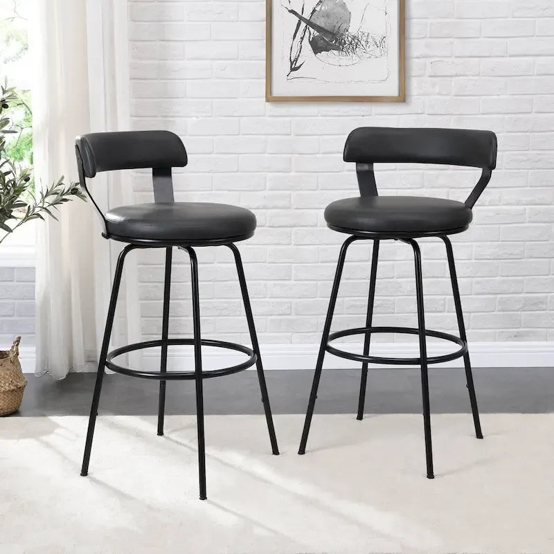 Tabouret de bar industriel pivotant rembourré en similicuir avec cadre en métal