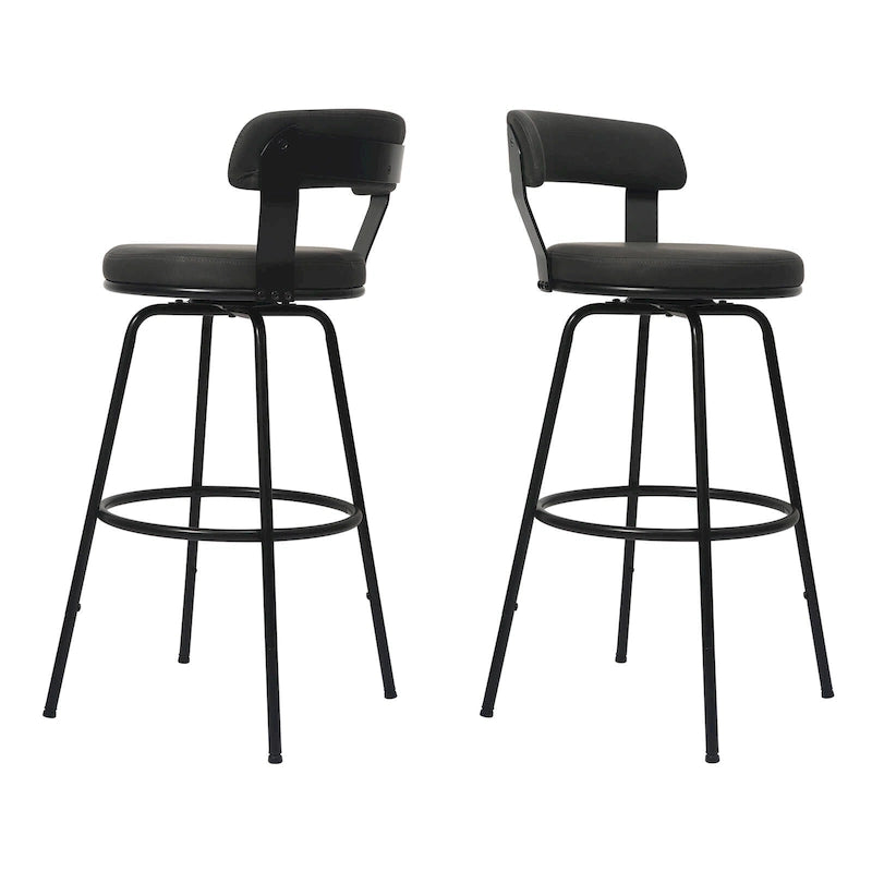 Tabouret de bar industriel pivotant rembourré en similicuir avec cadre en métal