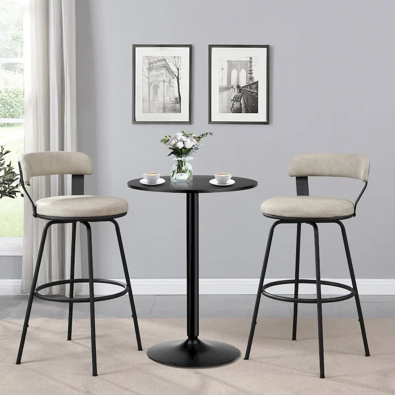 Tabouret de bar industriel pivotant rembourré en similicuir avec cadre en métal