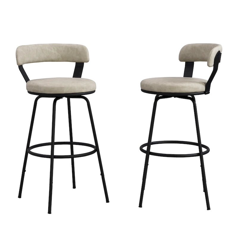 Tabouret de bar industriel pivotant rembourré en similicuir avec cadre en métal