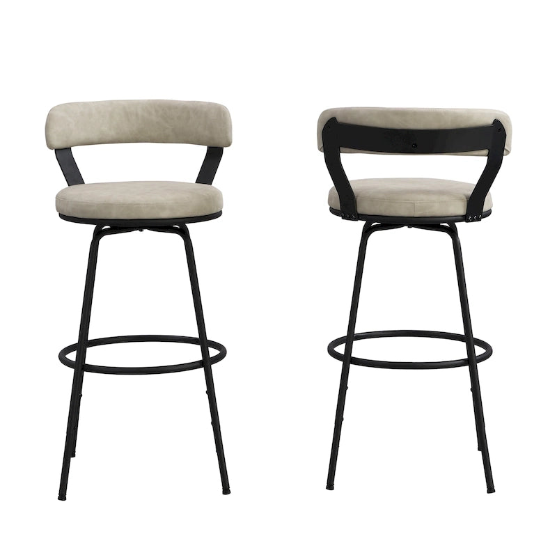 Tabouret de bar industriel pivotant rembourré en similicuir avec cadre en métal