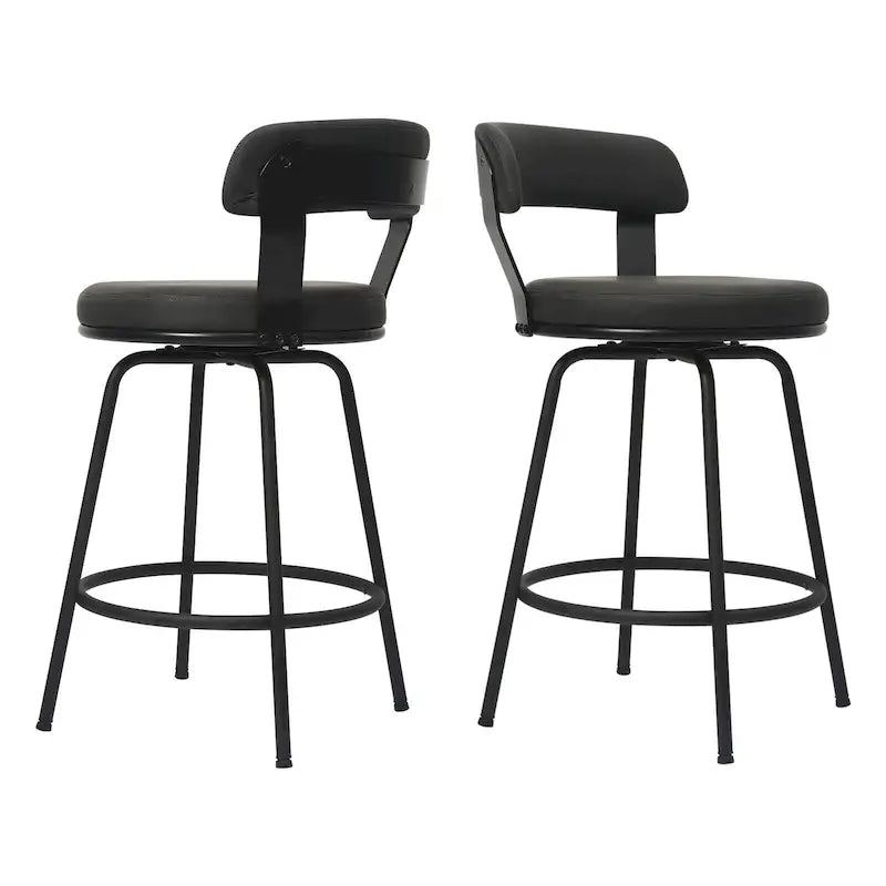 Tabouret de bar industriel pivotant rembourré en similicuir avec cadre en métal