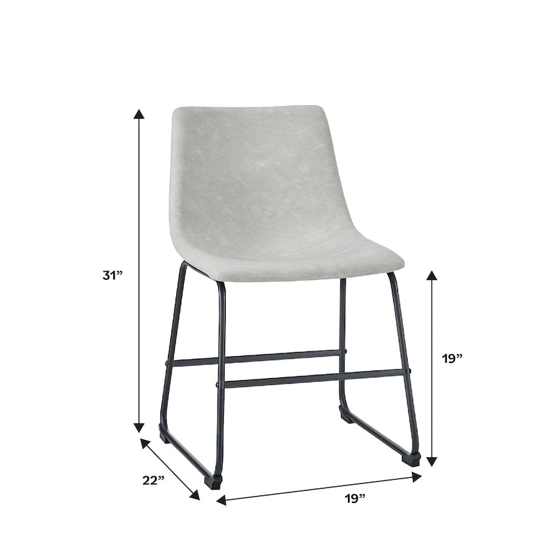 Chaise de salle à manger industrielle en similicuir sans accoudoirs, piètement luge en acier thermolaqué