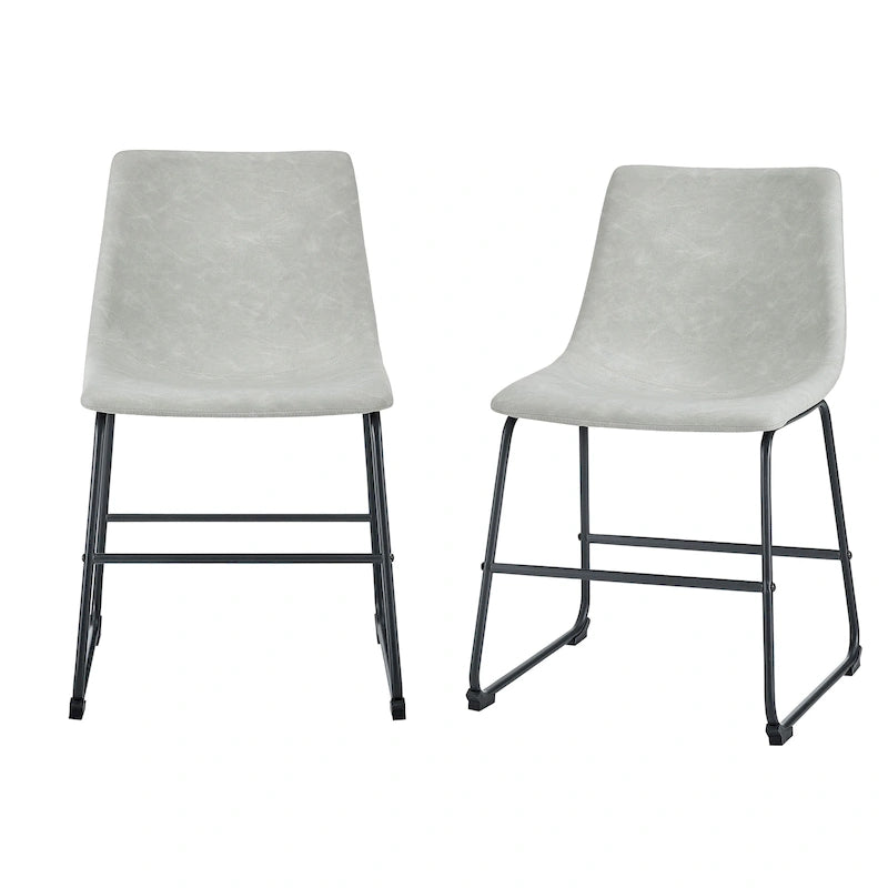 Chaise de salle à manger industrielle en similicuir sans accoudoirs, piètement luge en acier thermolaqué