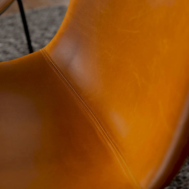 Chaise de salle à manger industrielle en similicuir sans accoudoirs, piètement luge en acier thermolaqué