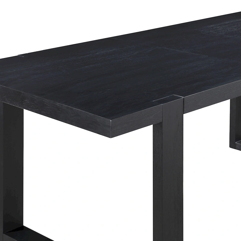 Table de salle à manger extensible à hauteur de comptoir en charbon brossé avec piètement luge
