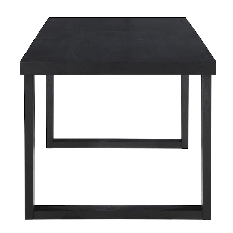 Table de salle à manger extensible à hauteur de comptoir en charbon brossé avec piètement luge