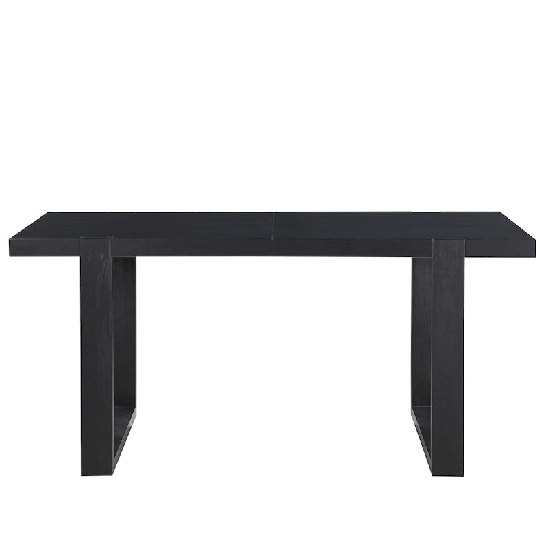 Table de salle à manger extensible à hauteur de comptoir en charbon brossé avec piètement luge