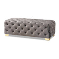 Banc Pouf capitonné en velours avec pieds dorés, plusieurs coloris disponibles