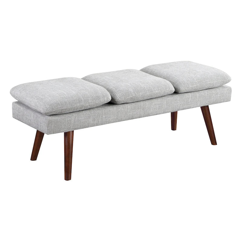 Banc d'appoint rembourré de style Mid-Century Modern avec coussin capitonné et pieds fuselés